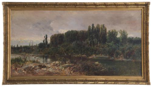 JOSEP ARMET I PORTANELL (1843-1911) "RIVER LANDSCAPE".