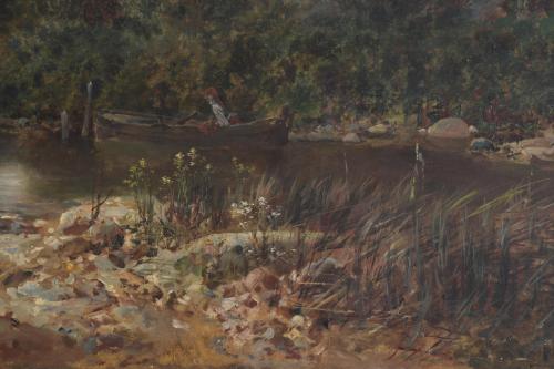 JOSEP ARMET I PORTANELL (1843-1911) "RIVER LANDSCAPE".