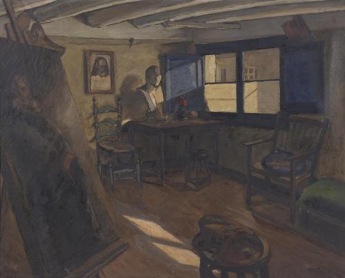 ANTONI PRATS BAQUÉ (1907-?).  "ARTIST'S WORKSHOP".