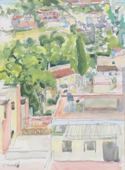 903-IGNASI MUNDÓ (1918-2012). "HOUSES AND GROVE".