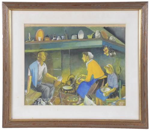 FELIX ARTETA Y ERRASTI (1890-1986).  "FAMILY SCENE".