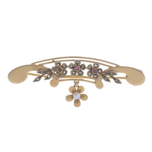 FLORAL BROOCH, PROBABLY CIRCA 1950.