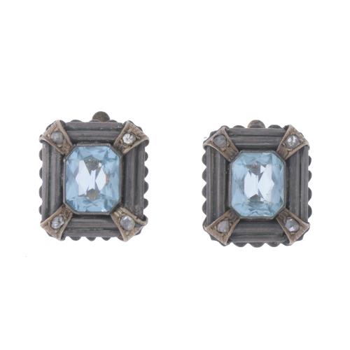 156-NOUCENTISTA EARRINGS WITH AQUAMARINE, CIRCA 1920.