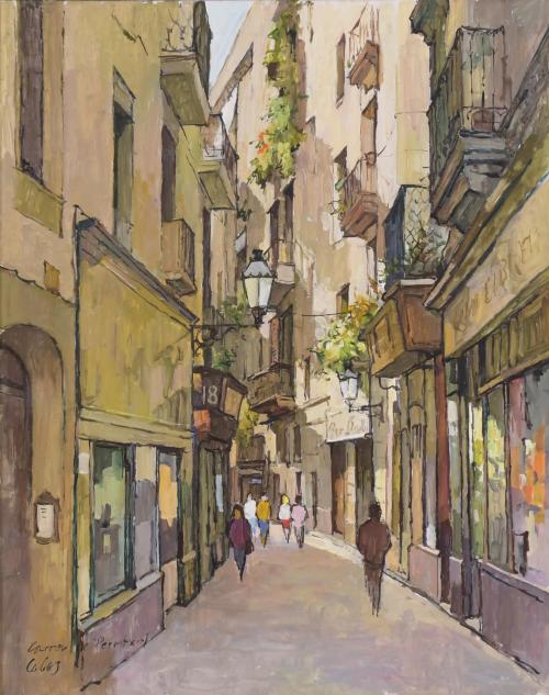 JOSÉ LUIS DE LOS COBOS SANJURJO (1934).  "CALLE PETRITXOL".