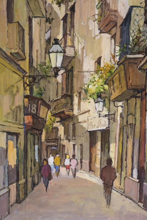 JOSÉ LUIS DE LOS COBOS SANJURJO (1934).  "PETRITXOL STREET".