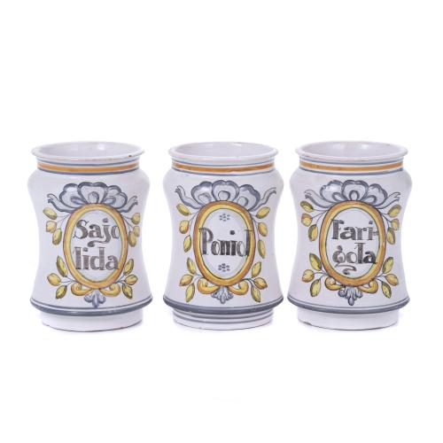 340-SET OF THREE PHARMACY JARS, 20TH CENTURY. 