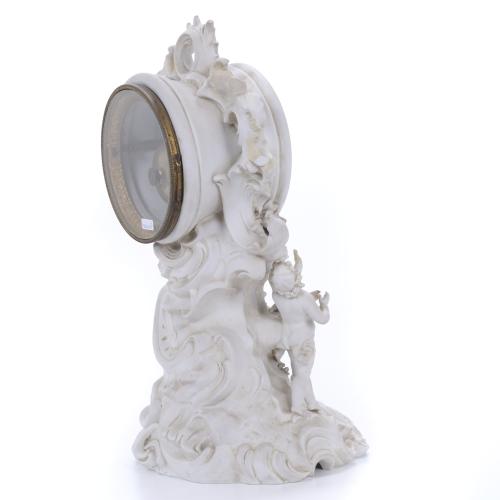 BISCUIT PORCELAIN TABLE CLOCK, FIRST HALF OF THE 20TH CENTU