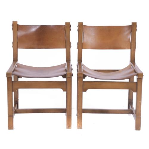 410-PAIR OF CHAIRS, AFTER MODELS BY PIERRE CHAPO (1927 - 1987), CIRCA 1950.