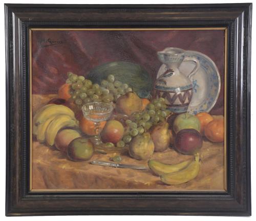 ANTONIO GARCIA GUTIERREZ (20TH CENTURY). "FRUIT AND CROCKER