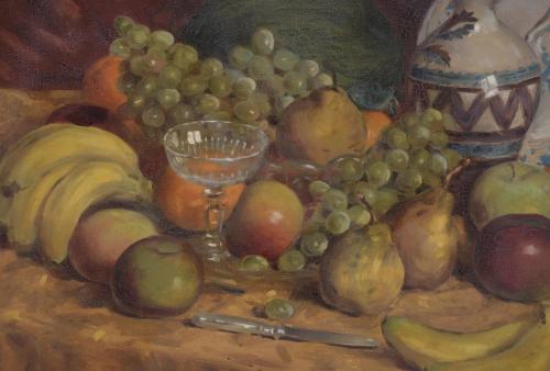 ANTONIO GARCIA GUTIERREZ (20TH CENTURY). "FRUIT AND CROCKER