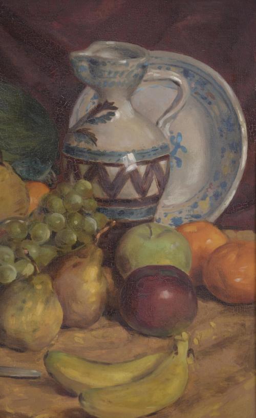 ANTONIO GARCIA GUTIERREZ (20TH CENTURY). "FRUIT AND CROCKER