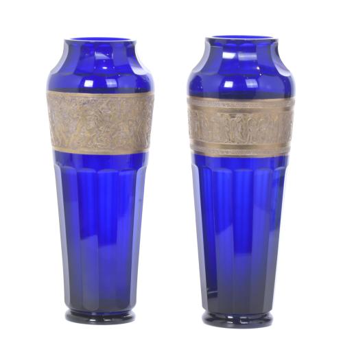 660-AFTER MODELS BY MOSER. PAIR OF VASES, CIRCA 1930.