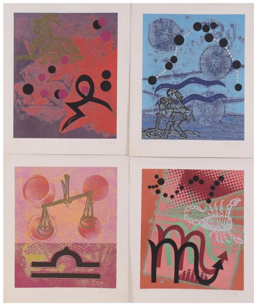 JOAN JOSEP THARRATS VIDAL (1918-2001) SET OF 4 LITHOGRAPHS, "ZODIAC" SERIES.