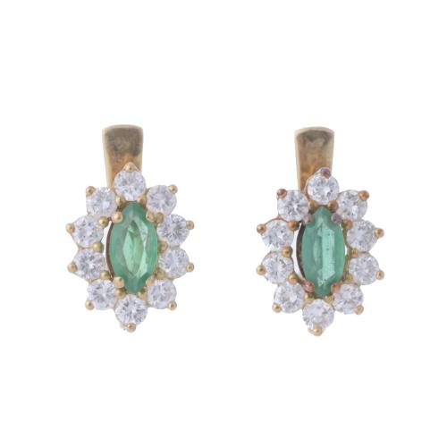 158-ROSETTE EARRINGS WITH DIAMONDS AND EMERALDS. 