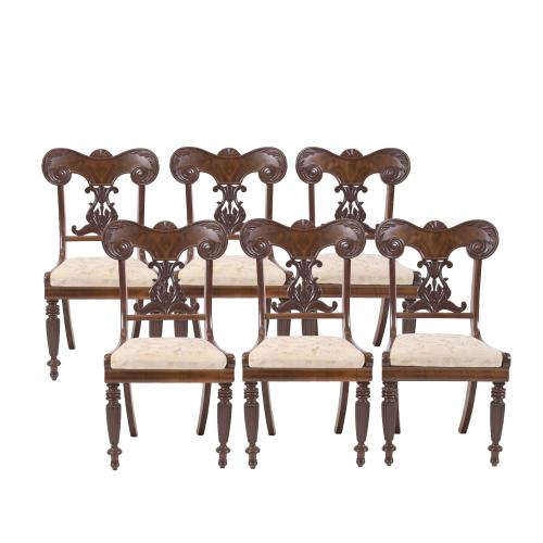 619-SET OF SIX WILLIAM IV CHAIRS, 19TH CENTURY. 