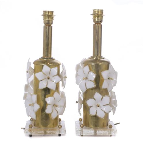 593-PAIR OF MURANO CRYSTAL LAMPS. 