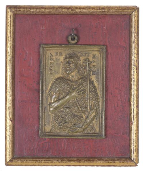 519-DEVOTIONAL PLAQUE DEPICTING THE IMAGE OF ST. JOHN THE BAPTIST, AFTER MODELS FROM THE 16TH AND 19TH CENTURIES. 