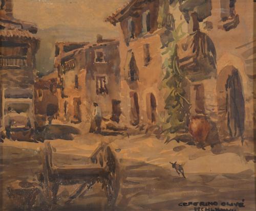 783-CEFERINO OLIVÉ (1907-1995).  "PLAZOLETA RURAL, MONZÓN", 1977 .