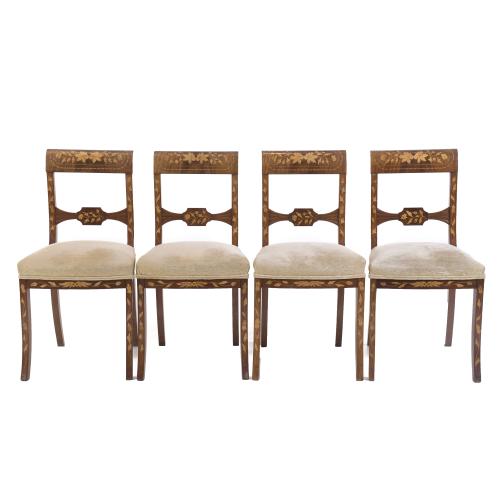 623-SET OF FOUR DUTCH CHAIRS, AFTER REGENCY MODELS, 19TH CENTURY. 