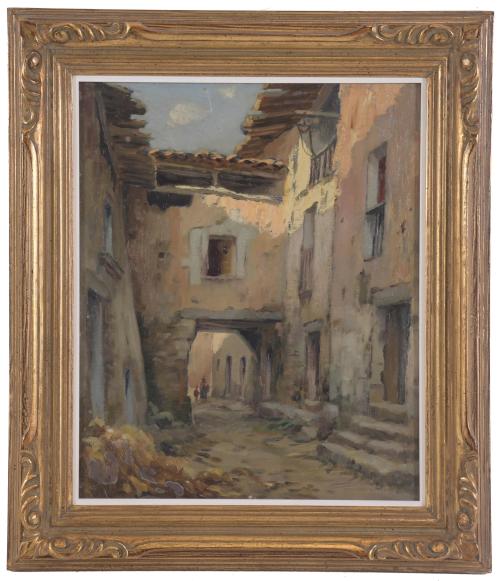 FRANCISCO PLANAS DORIA (1879-1955).  "STREET OF A VILLAGE".