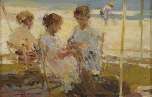 835- LUIS GINER BUENO (1935-2000). "WOMEN ON THE BEACH".