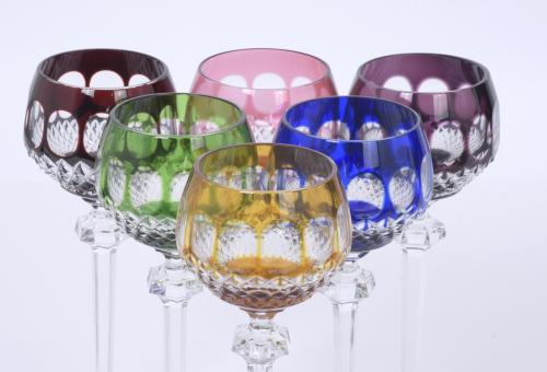 SET OF SIX SAINT LOUIS CRYSTAL GOBLETS. 20TH CENTURY. 