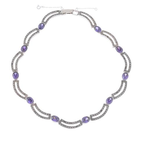 236-EMPIRE STYLE CHOKER IN SILVER AND AMETHYSTS