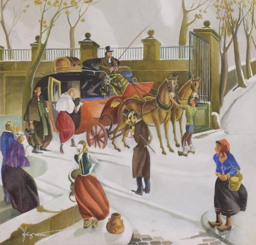 932-FÉLIX ARTETA (1890-1986). "GETTING INTO THE CARRIAGE".