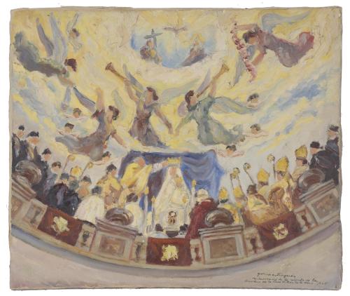 843-FRANCESC GARCÍA ESTRAGUÉS (1914-1985).  "DOME OF THE BASILICA OF MARE DE DEU DE LA MERCÈ", 1945.