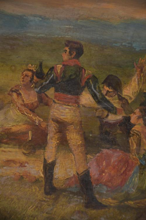 19TH CENTURY SPANISH SCHOOL. "LANDSCAPE WITH CHARACTERS AND