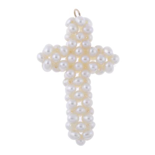 188-CROSS PENDANT WITH CULTURED PEARLS.