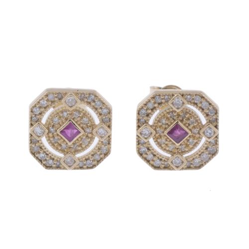 160-ART DECO STYLE EARRINGS WITH RUBIES AND DIAMONDS.