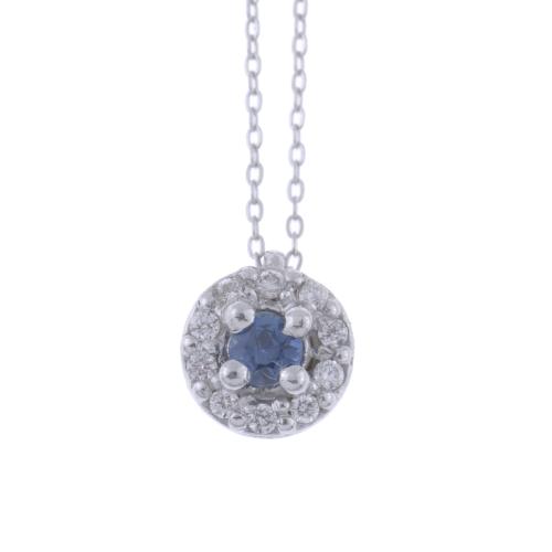 216-ROSETTE PENDANT WITH SAPPHIRE AND DIAMOND.