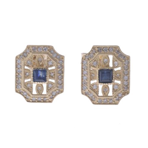 123-ART DECO STYLE EARRINGS WITH SAPPHIRES AND DIAMONDS