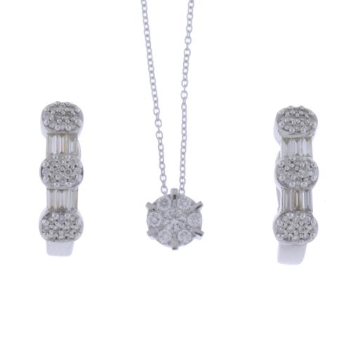 259-ROSETTE PENDANT AND EARRINGS WITH DIAMONDS