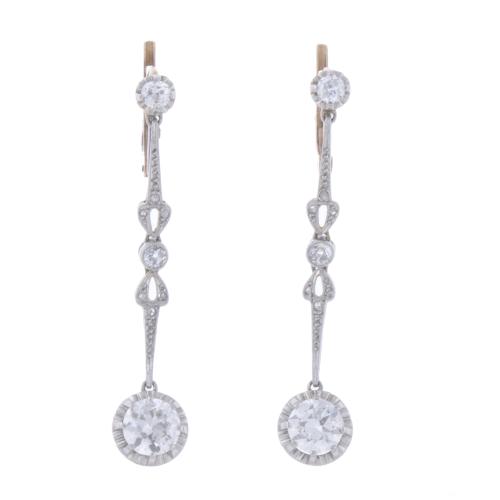 177-ART DECO LONG EARRINGS WITH DIAMONDS