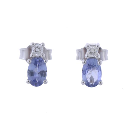 132-TANZANITES AND DIAMONDS EARRINGS