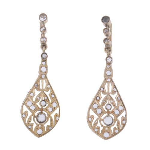 176-ELIZABETHAN EARRINGS WITH WHITE SAPPHIRES AND BARCELONA CONTRASTS