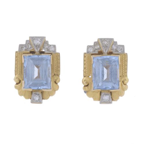 "NOUCENTISTA" EARRINGS WITH DIAMONDS AND AQUAMARINES