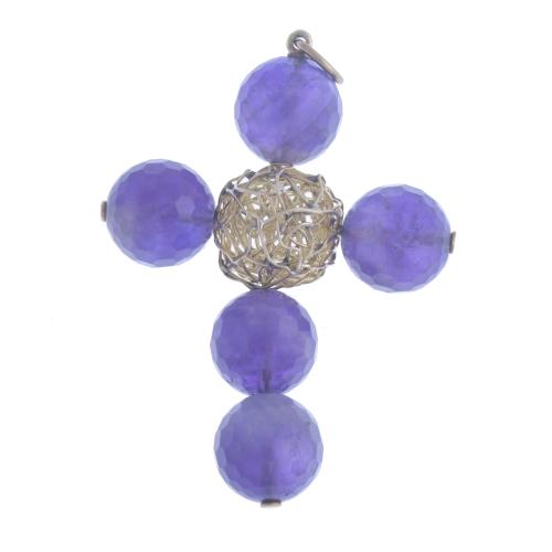 CROSS-SHAPED PENDANT WITH AMETHYSTS