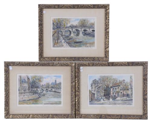 PIERRE EUGENE CAMBIER (1914-2001).  SET OF THREE WATERCOLOU