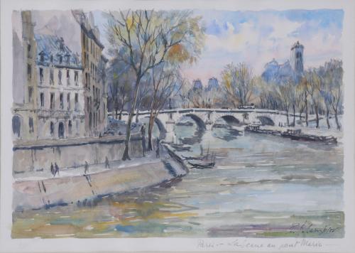 PIERRE EUGENE CAMBIER (1914-2001).  SET OF THREE WATERCOLOU