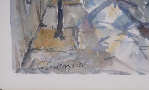 PIERRE EUGENE CAMBIER (1914-2001).  SET OF THREE WATERCOLOU