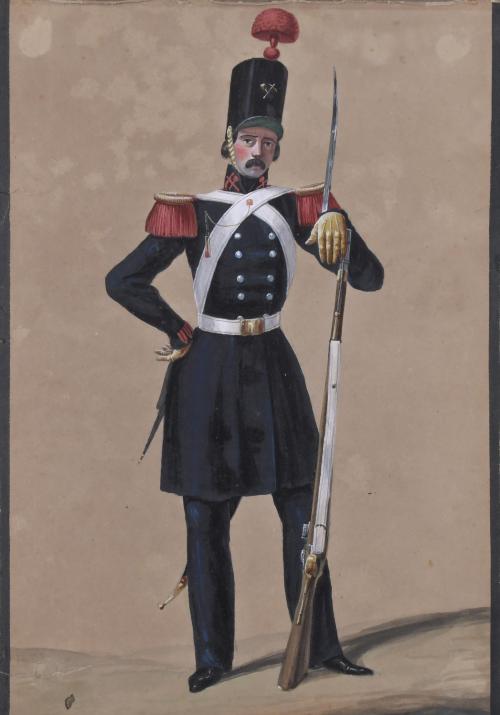 948-19TH CENTURY, SPANISH SCHOOL. "SPANISH LINE INFANTRY SOLDIER".