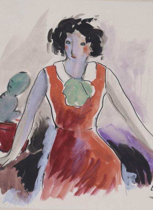 AVEL·LI ARTIS-GENER (1912-2000).  "JOVEN DE VESTIDO ROJO".