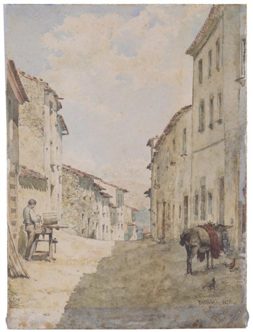 965-OCTAVI BELLVER (1856-1908).  ??? "STREET OF A VILLAGE", 1879.