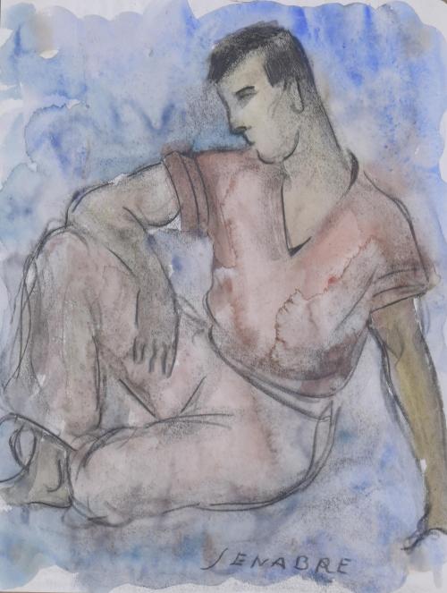 931-RAMON JOU SANABRE (1893-1978).  "SEATED MAN".