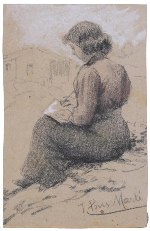 922-JAUME PONS MARTÍ (1885-1931).  "JOVEN ESCRIBIENDO UNA CARTA".