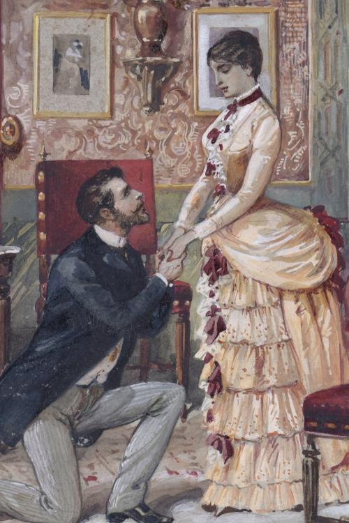 EUSEBI PLANAS Y FRANQUESA (1833-1897).  Pareja de acuarelas