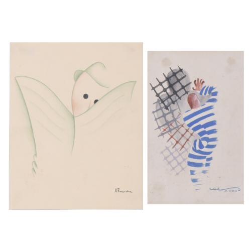 901-A. TRENCHS - LES PAIR OF DRAWINGS.